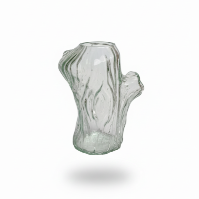 florero de crital con forma de tronco