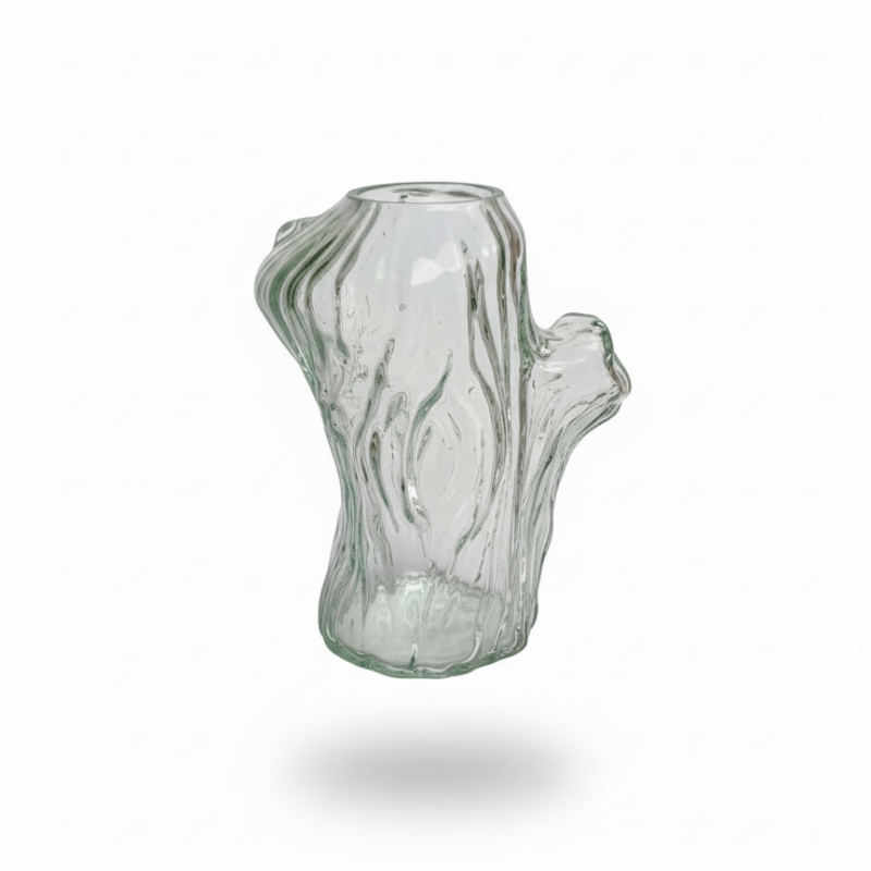 florero de crital con forma de tronco