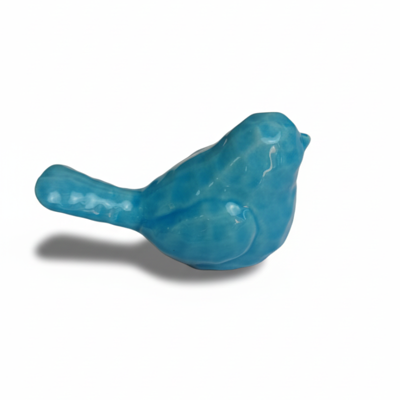 pajarito de ceramica azul
