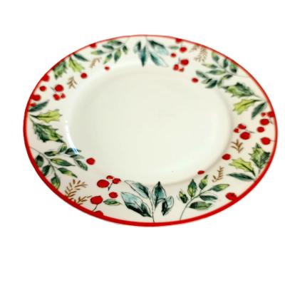 Plato de sopa navideño de cerámica H&H Berry de 20 cm.