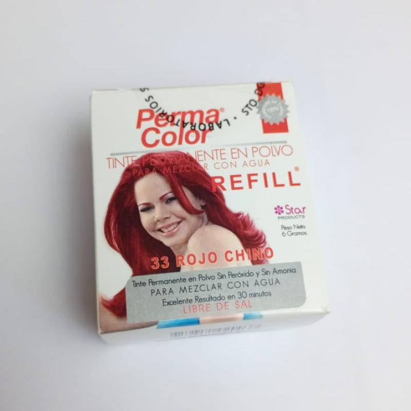 tinte permanente en polvo perma color rojo chino